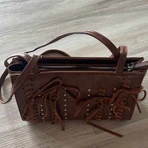 Francesca's Collections Brown Studded Shoulder Bag
